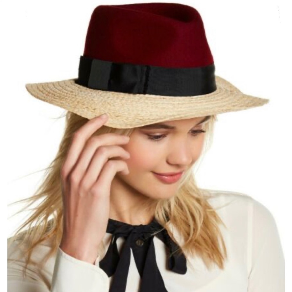 Kate Spade Wool Felt & Straw Fedora Hat